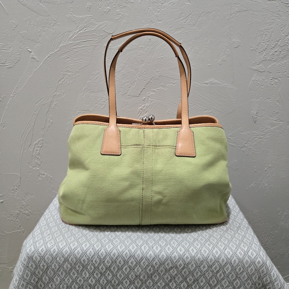 Coach Green Canvas Tote - Picture 4 of 7